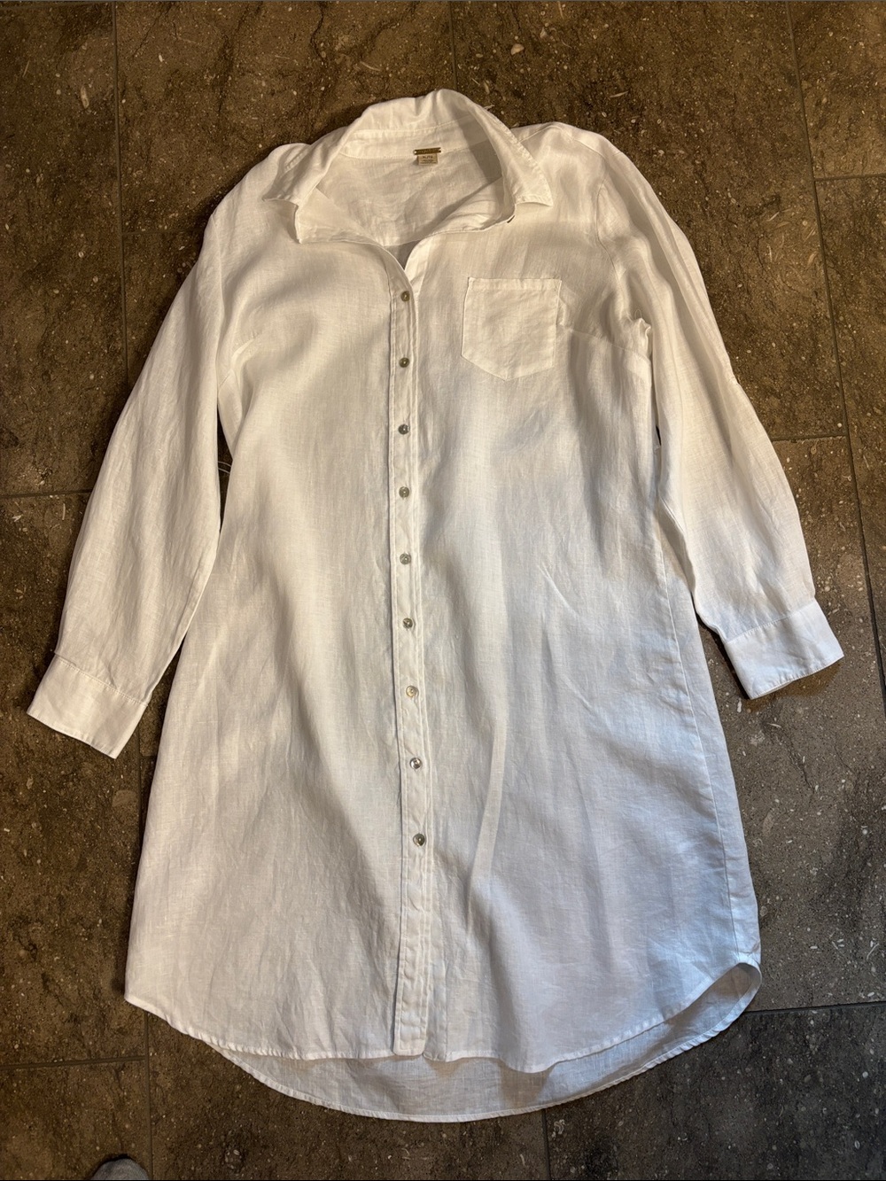 Magaschoni Linen Dress, White, XL